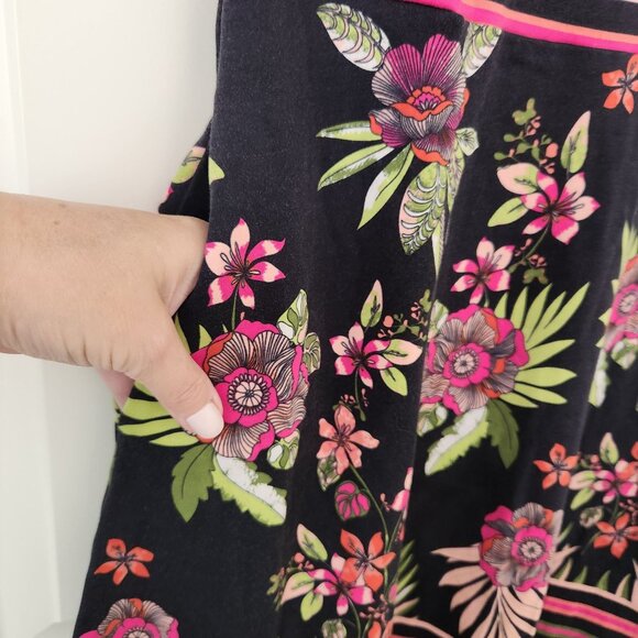 New York & Company Floral Print Sleeveless Dress Black Pink Casual Comfy Cute - Picture 6 of 10